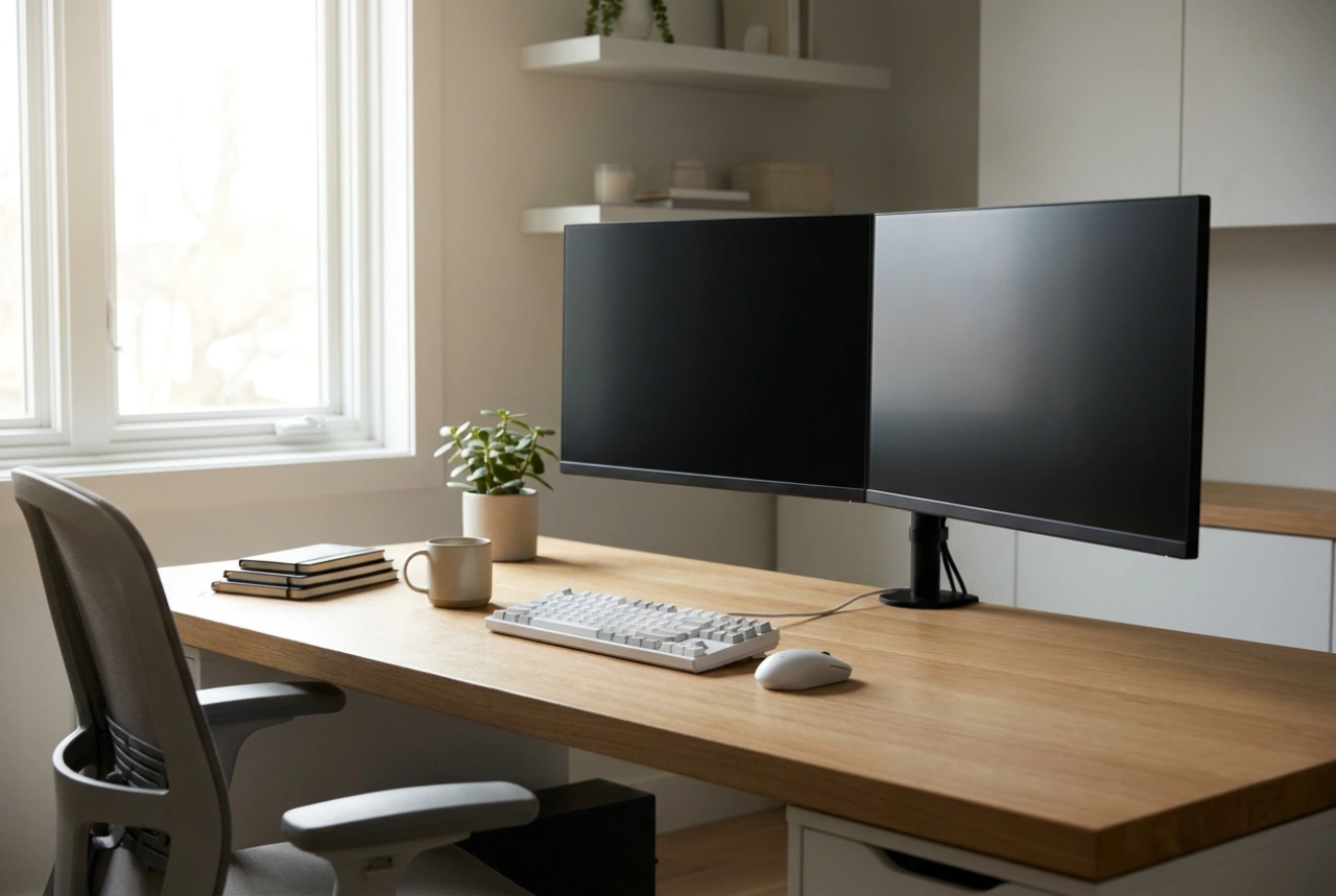 Kako pravilno nastaviti dvojno držalo za monitorje za udobno in ergonomsko delo
